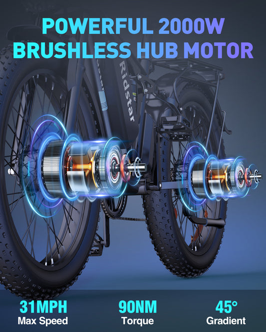 Ridestar E-Bike - E26Pro Folding Fat Tire Mountain Electric Bike