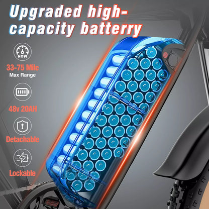 Ridestar Q20 - 1500W 48V 20Ah Battery 20''Fat Tire Mountain Electric Bike for Adult